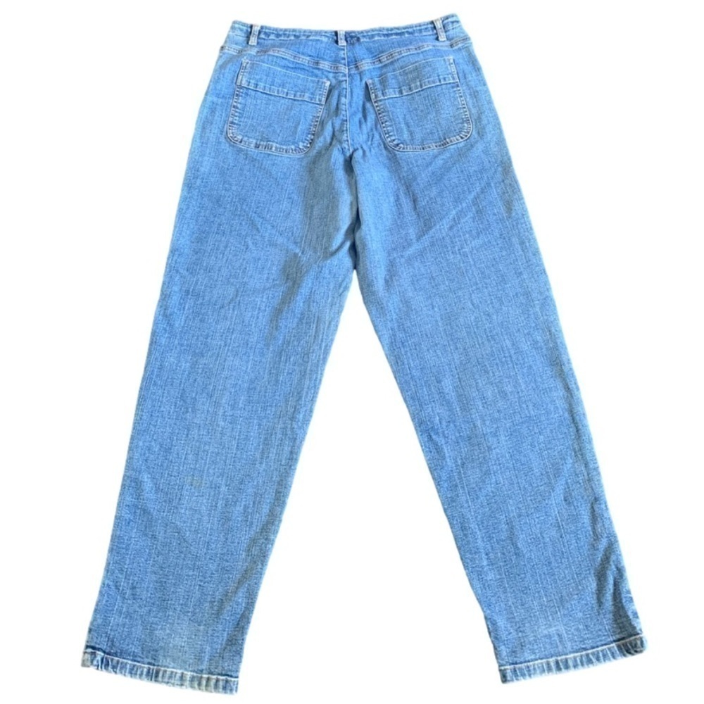 Liz Claiborne Company Crazy Horse Blue Denim Straight Stretch Jeans Size 14R